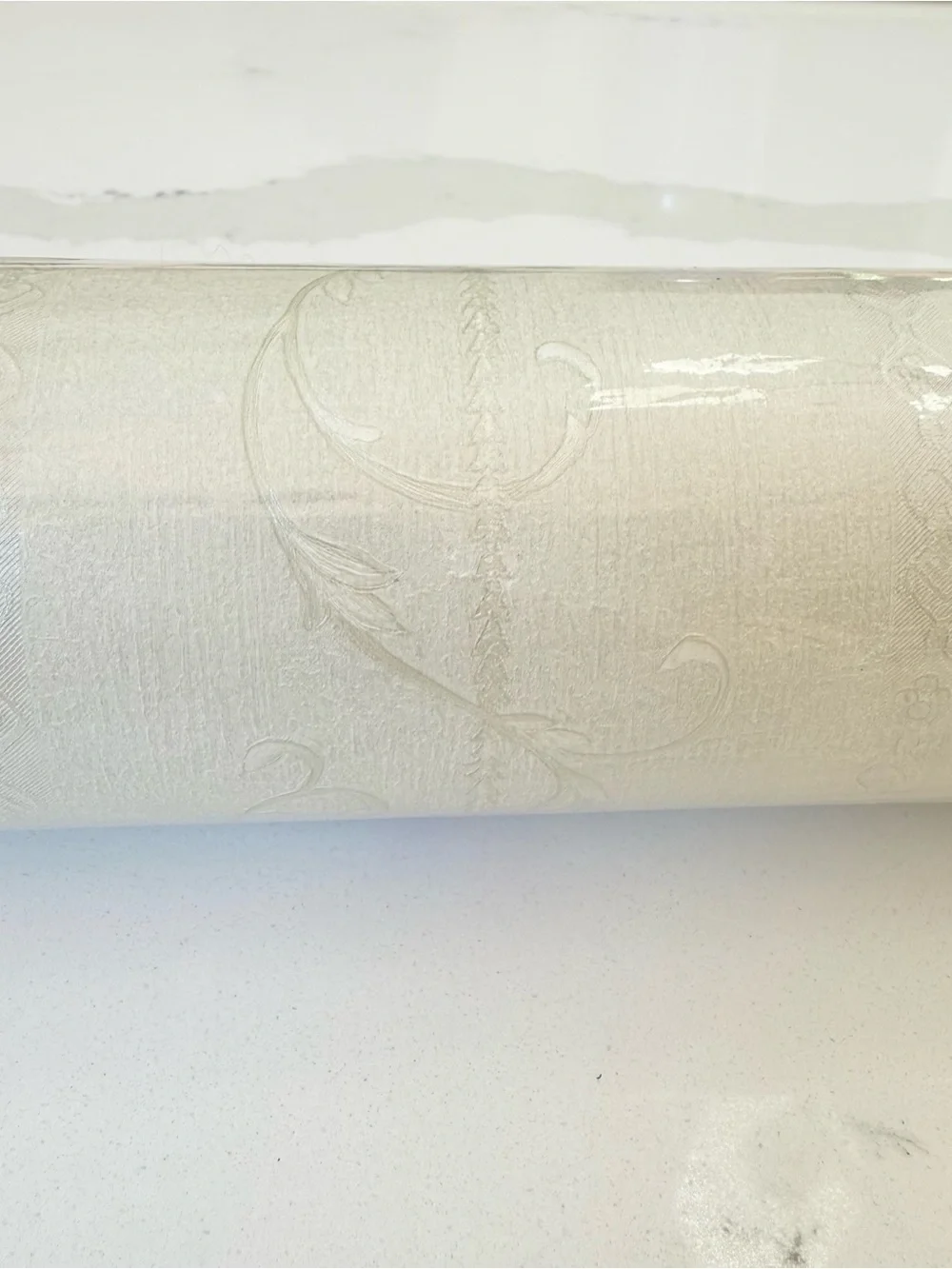 Emiliana Parati VTG Italian Vinyl Wallpaper Floral Pre-Pasted Beige Pink 11 Yd